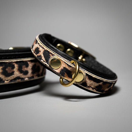 Leopard Leather Collar With Orthopedic Cushion