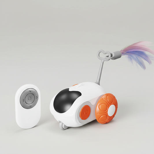 Robotic Cat Toy With Feather Wand