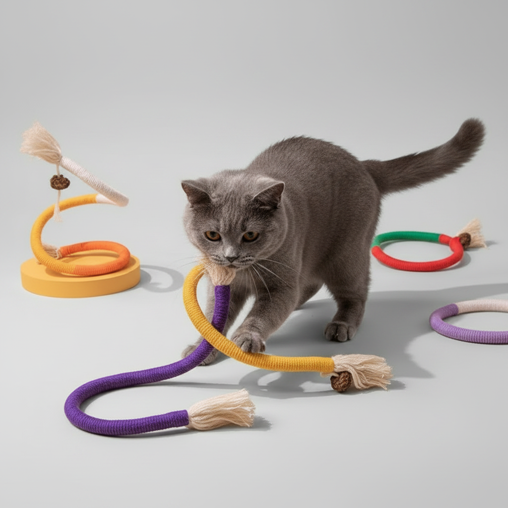 Braided Cotton Cat Toy With Matatabi Beads