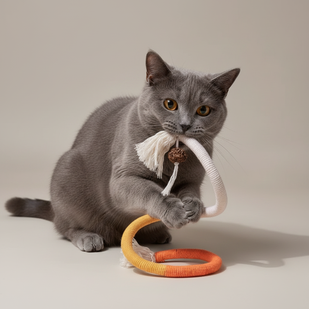 Braided Cotton Cat Toy With Matatabi Beads