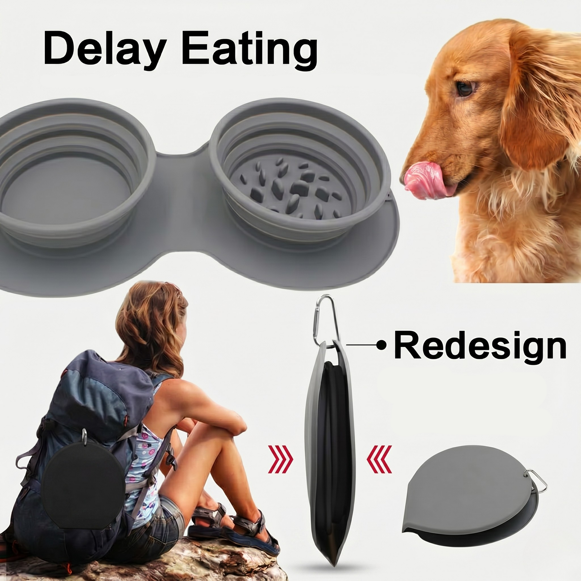 Collapsible Slow Feeder Bowl 2-In-1
