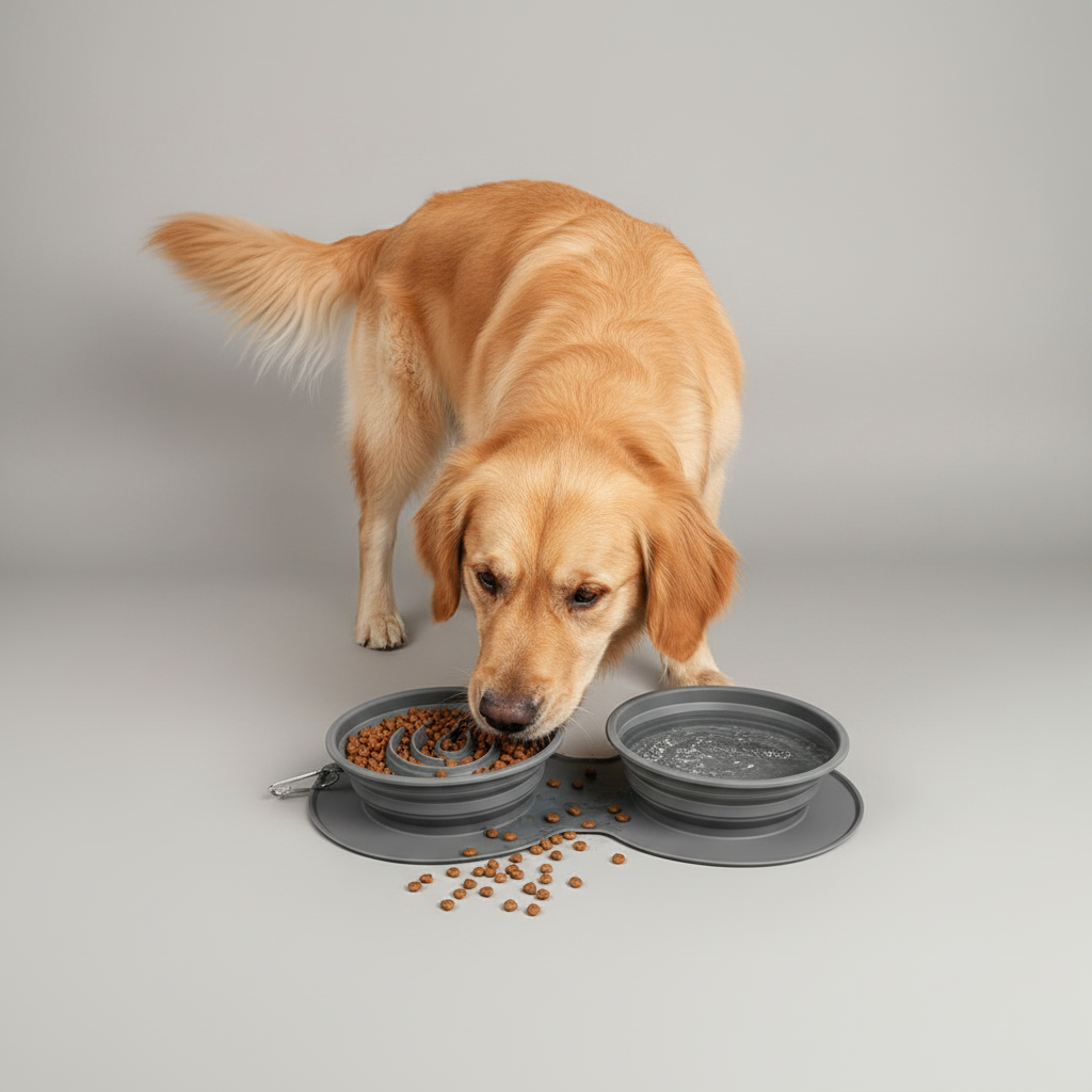 Collapsible Slow Feeder Bowl 2-In-1