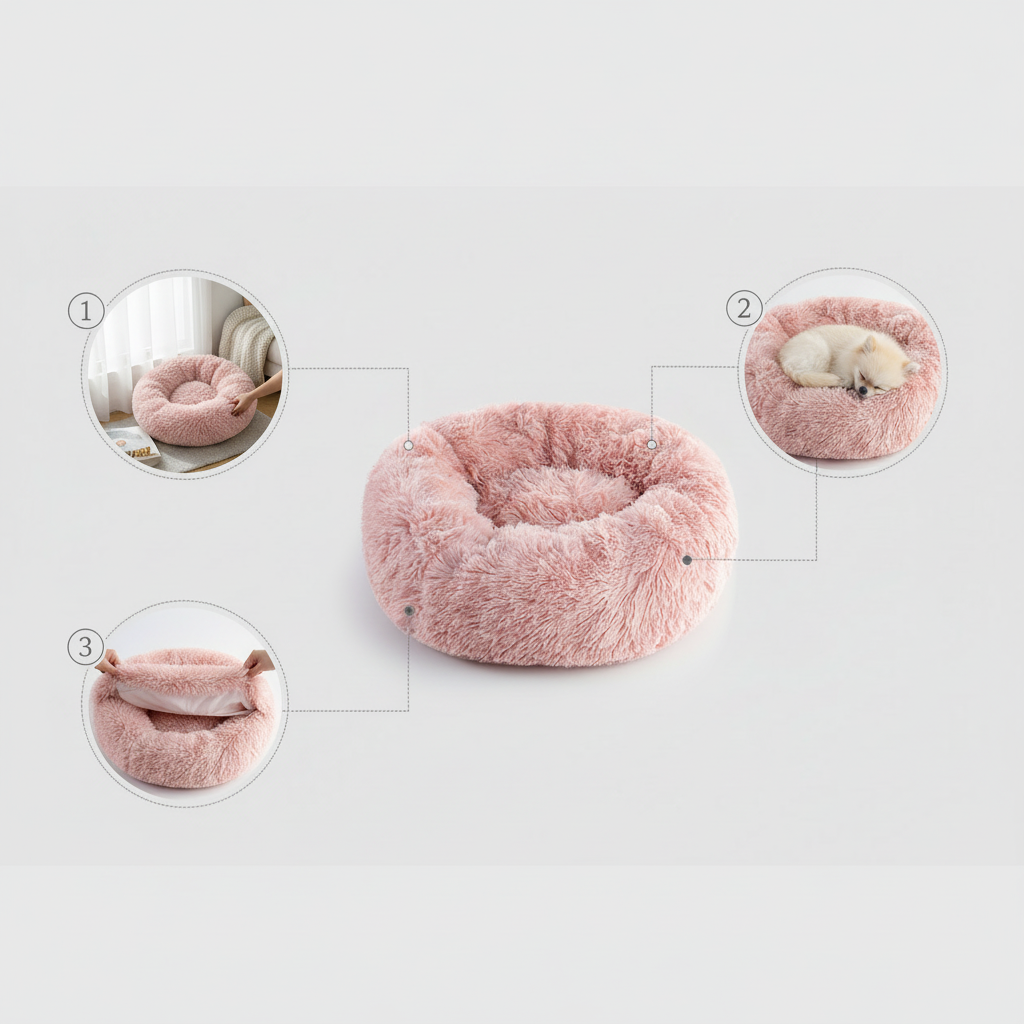 Comfort Donut Pet Bed With Raised Edges