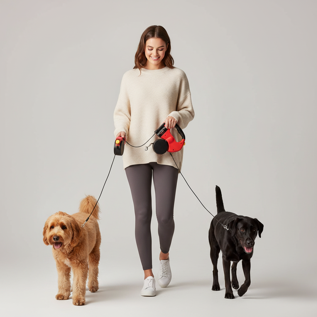 Dual Dog Leash With Anti-Tangle