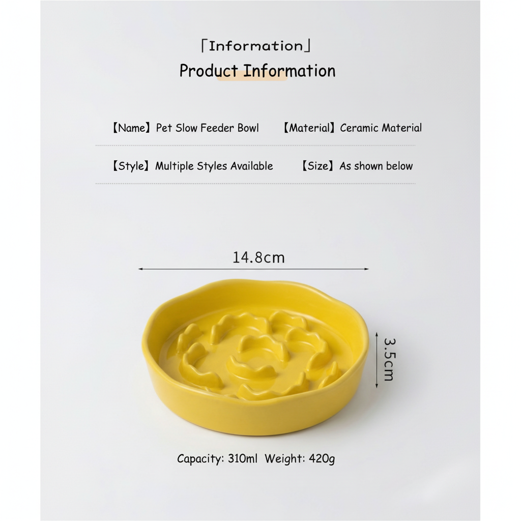 Elegant Elevated Slow Feeder Ceramic Bowl