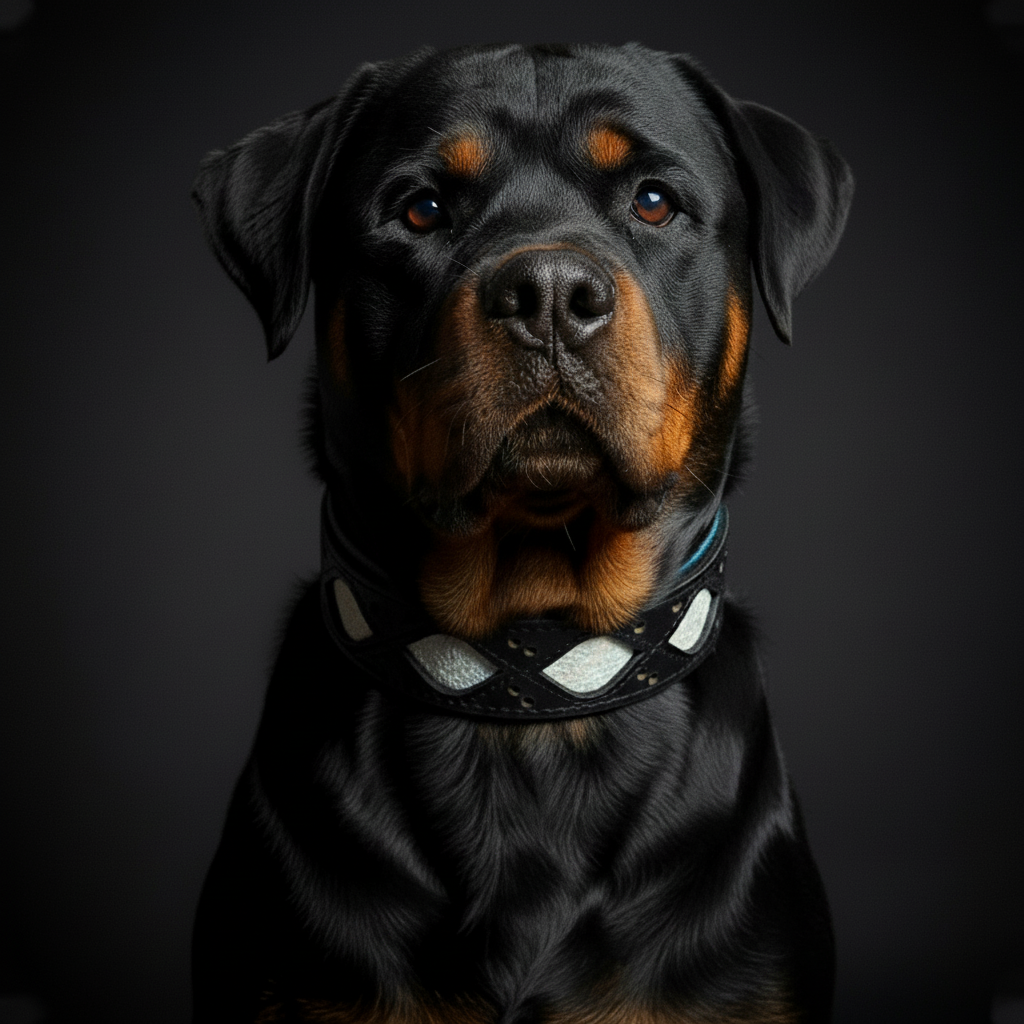 Elegant Leather Collar With Light-Reflective Finish
