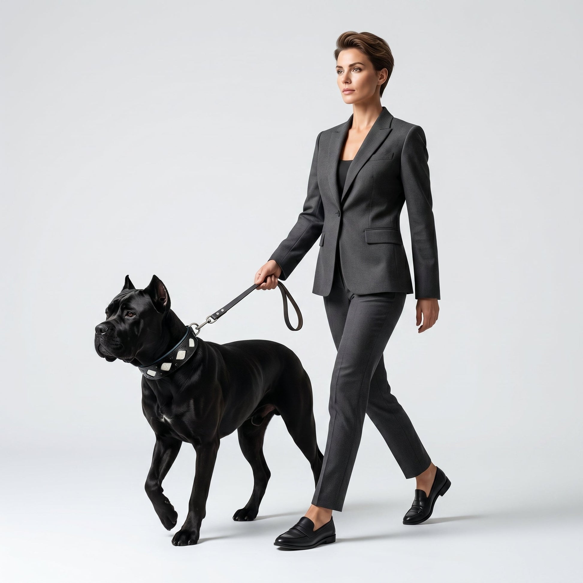 Elegant Leather Collar With Light-Reflective Finish