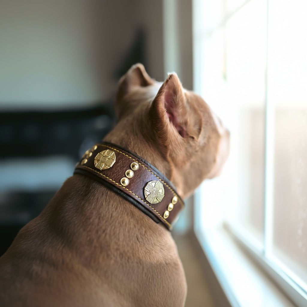 Elegant Leather Collar With Rivet Patterns