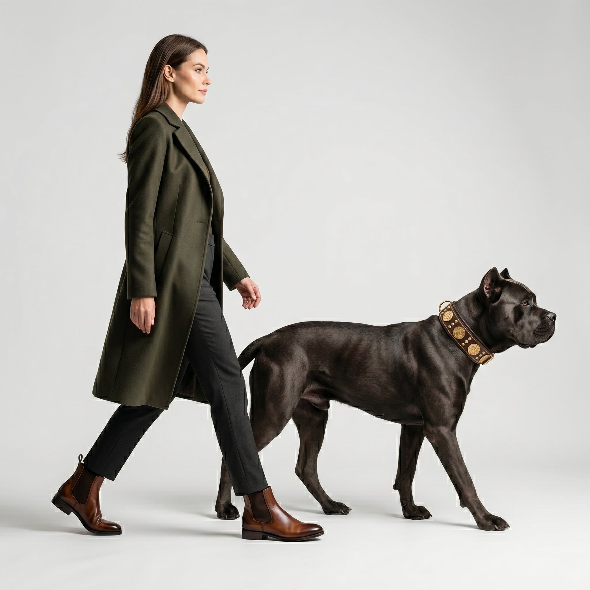 Elegant Leather Collar With Rivet Patterns