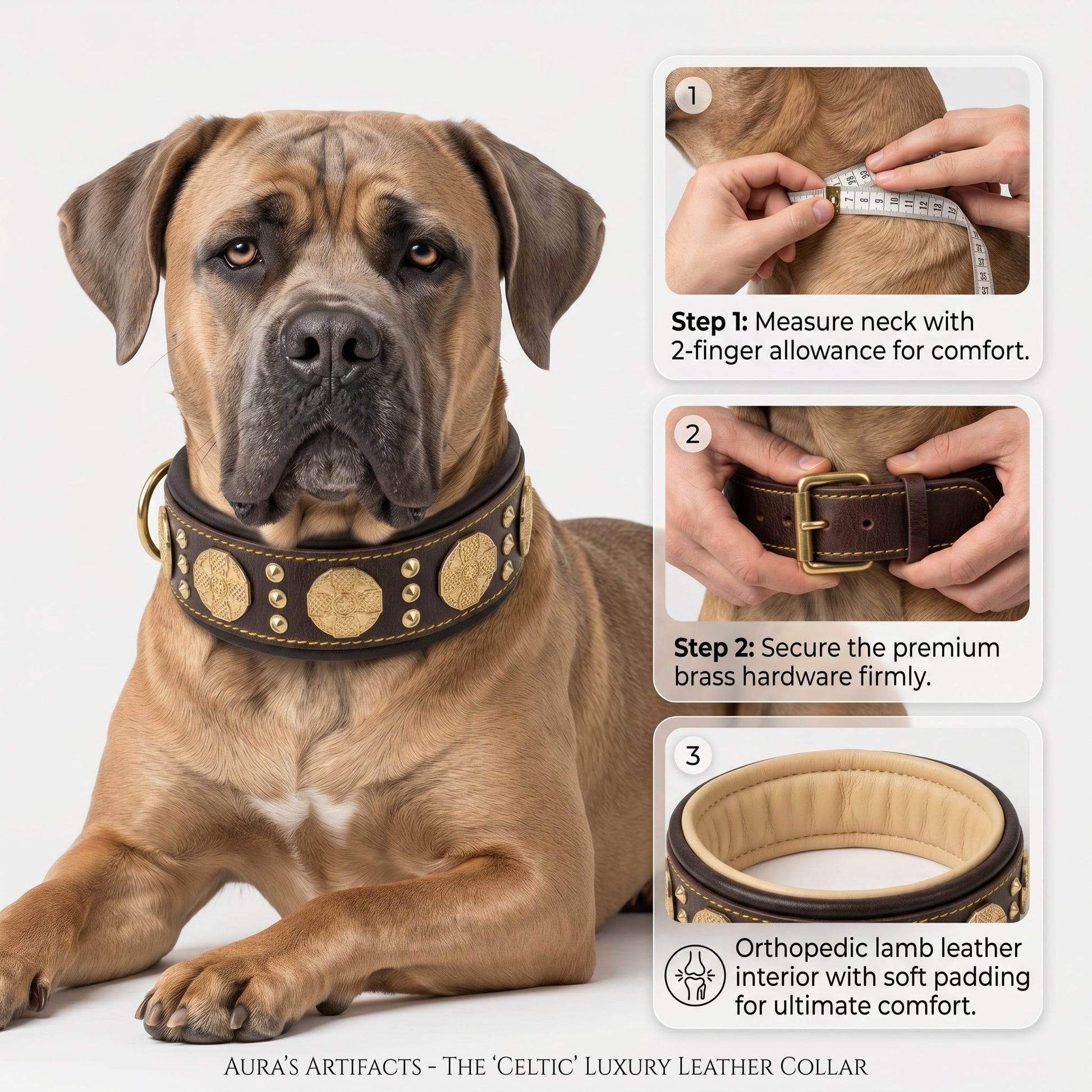 Elegant Leather Collar With Rivet Patterns