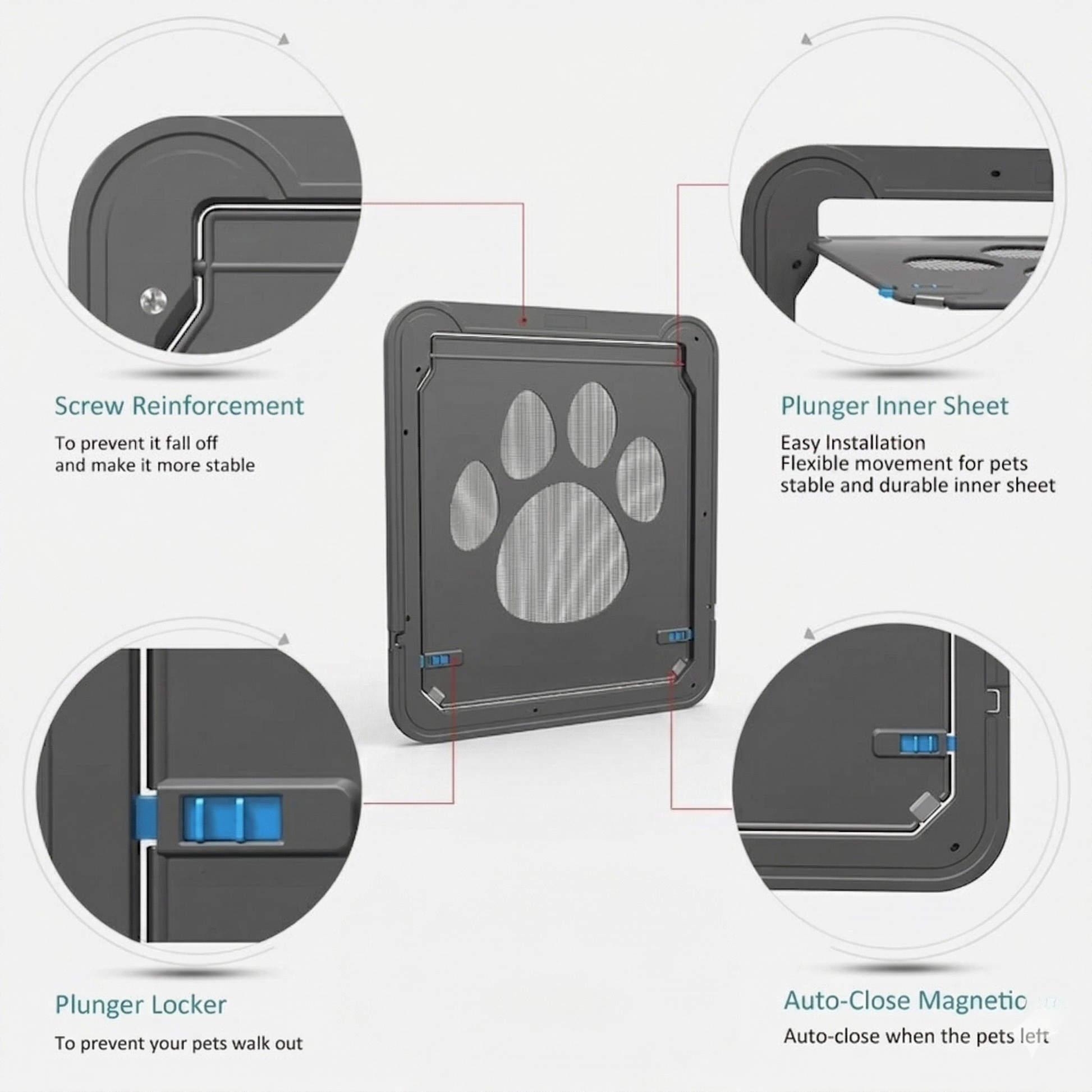 Elegant Pet Screen Door With Flexible Flap