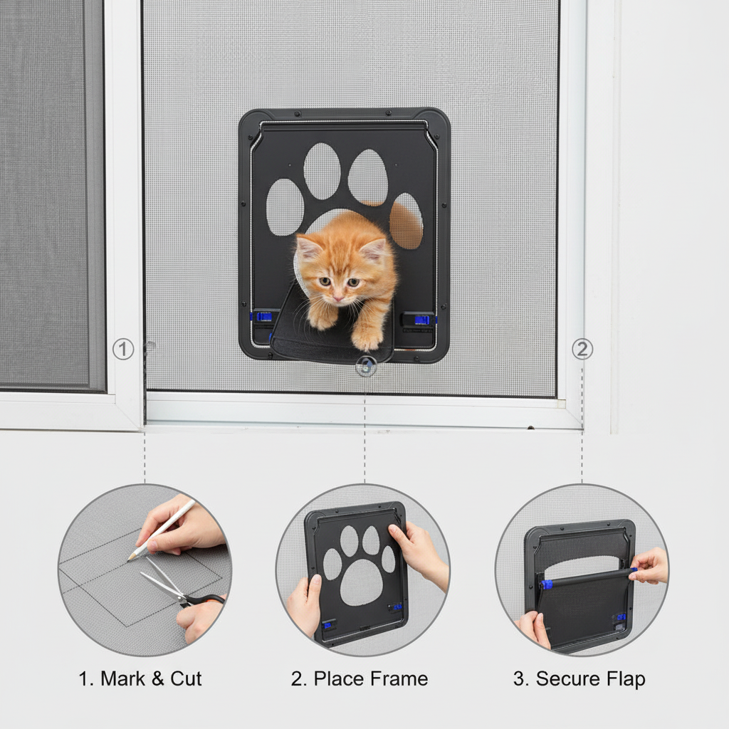 Elegant Pet Screen Door With Flexible Flap
