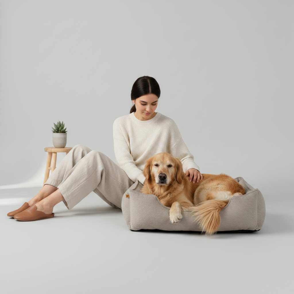 Fancy Corduroy Sleeper Dog Bed