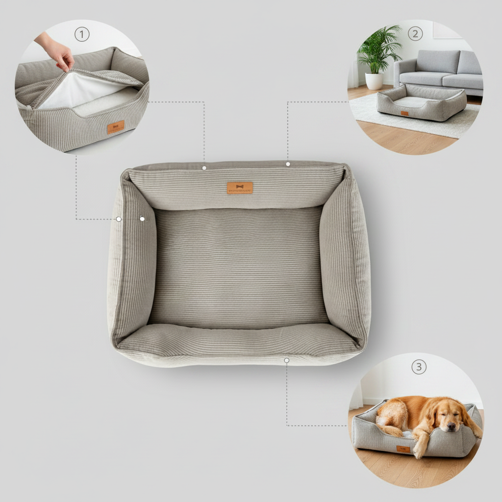 Fancy Corduroy Sleeper Dog Bed