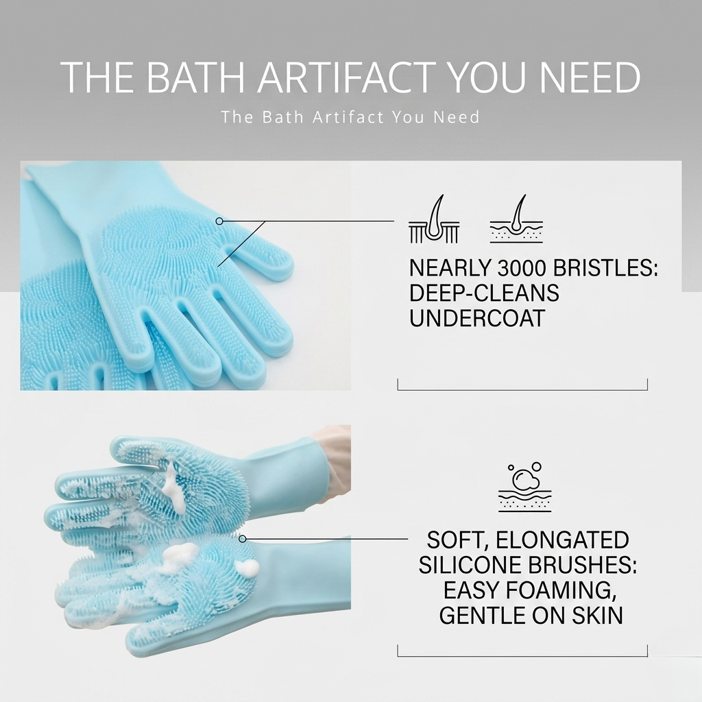 Gentle Grooming Glove With Soft Bristle Nubs