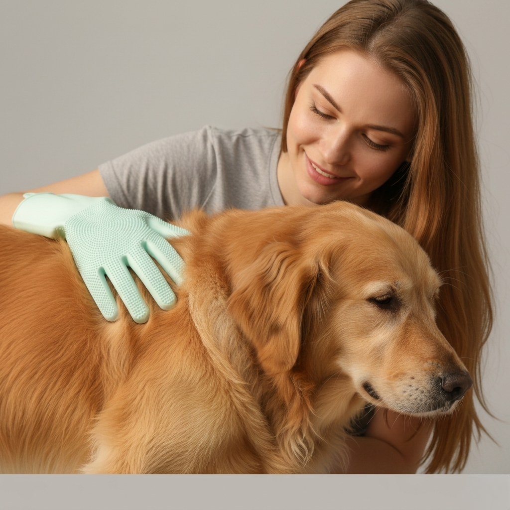Gentle Grooming Glove With Soft Bristle Nubs