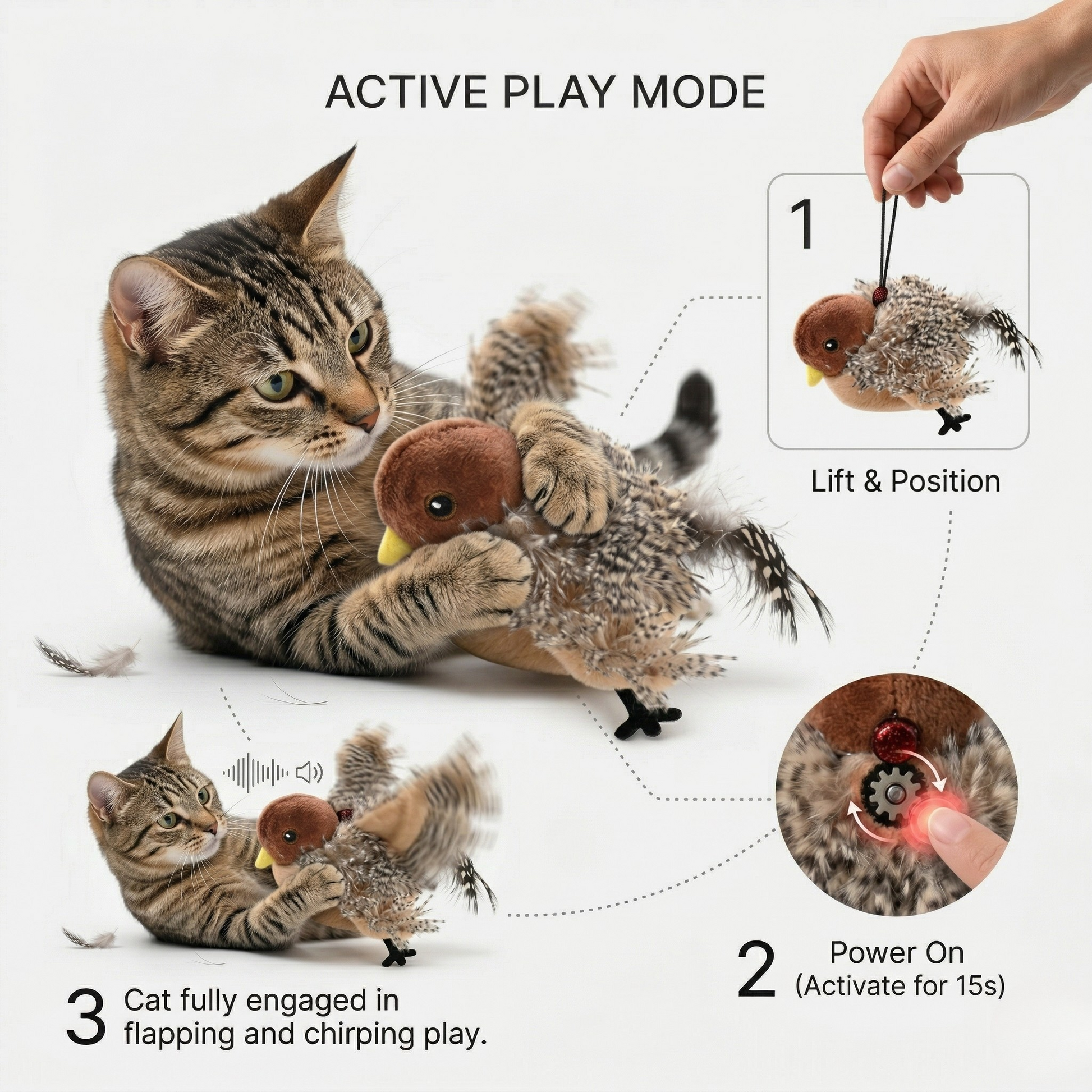 Interactive Cat Toy Flapping Wings