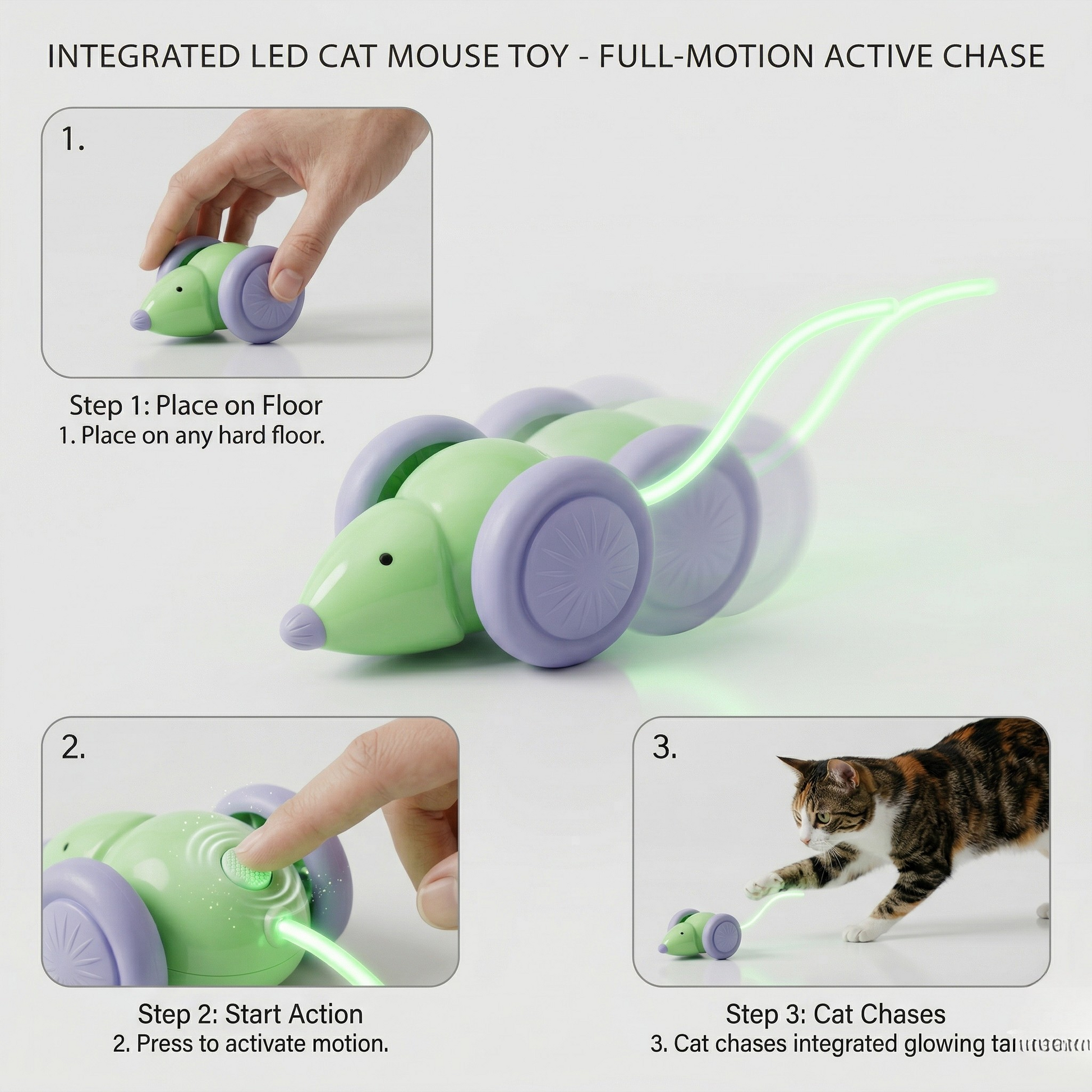 Interactive Mouse Toy with LED Tail