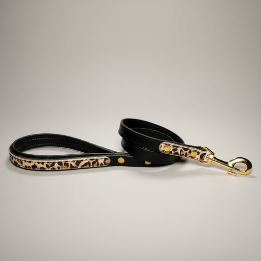 Leather Leash With Leopard Print