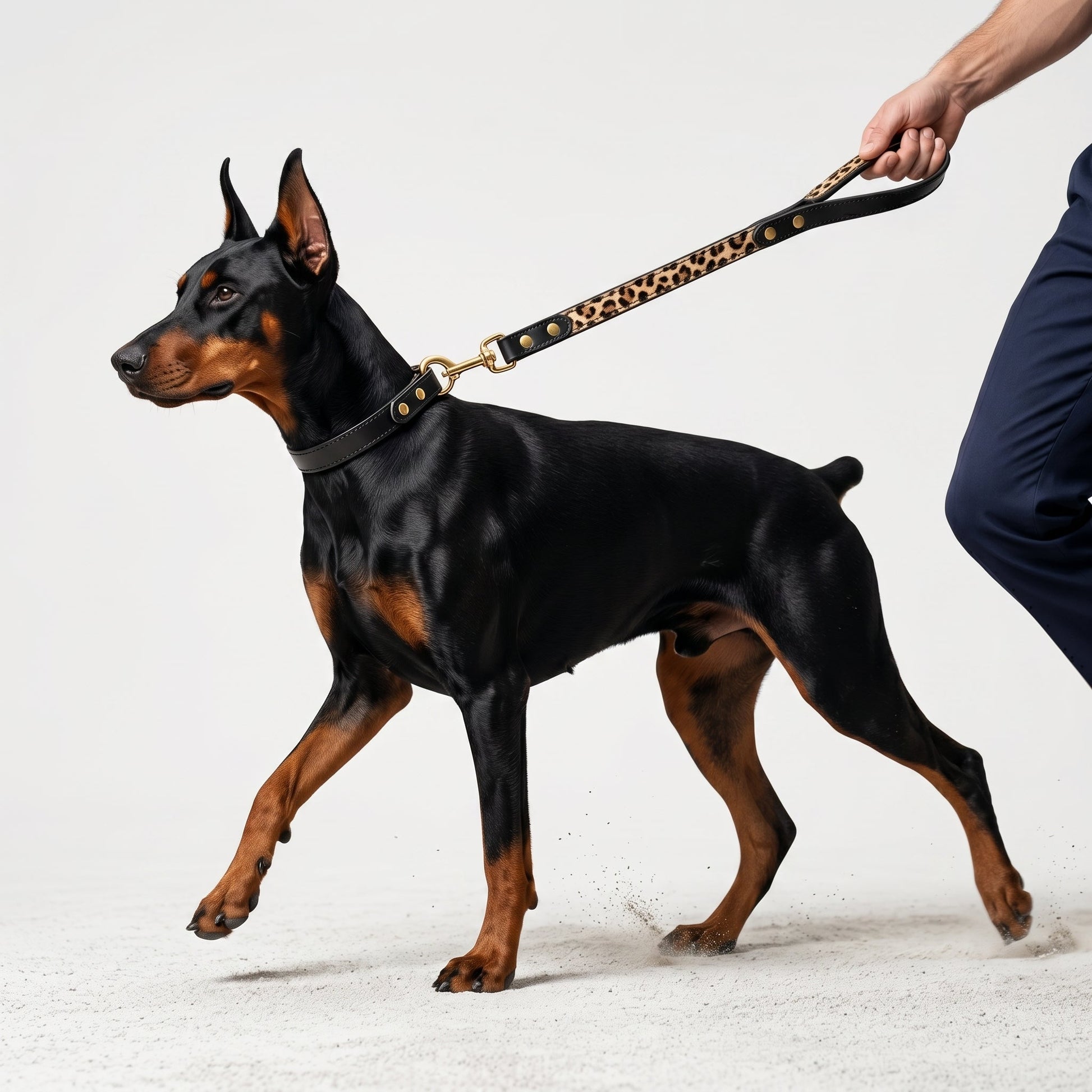 Leather Leash With Leopard Print