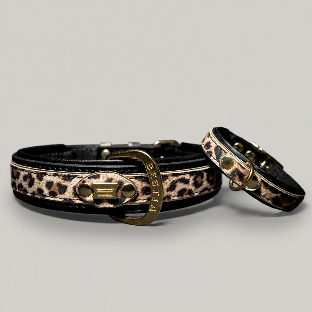Leopard Leather Collar With Orthopedic Cushion