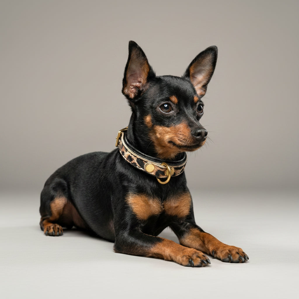 Leopard Leather Collar With Orthopedic Cushion