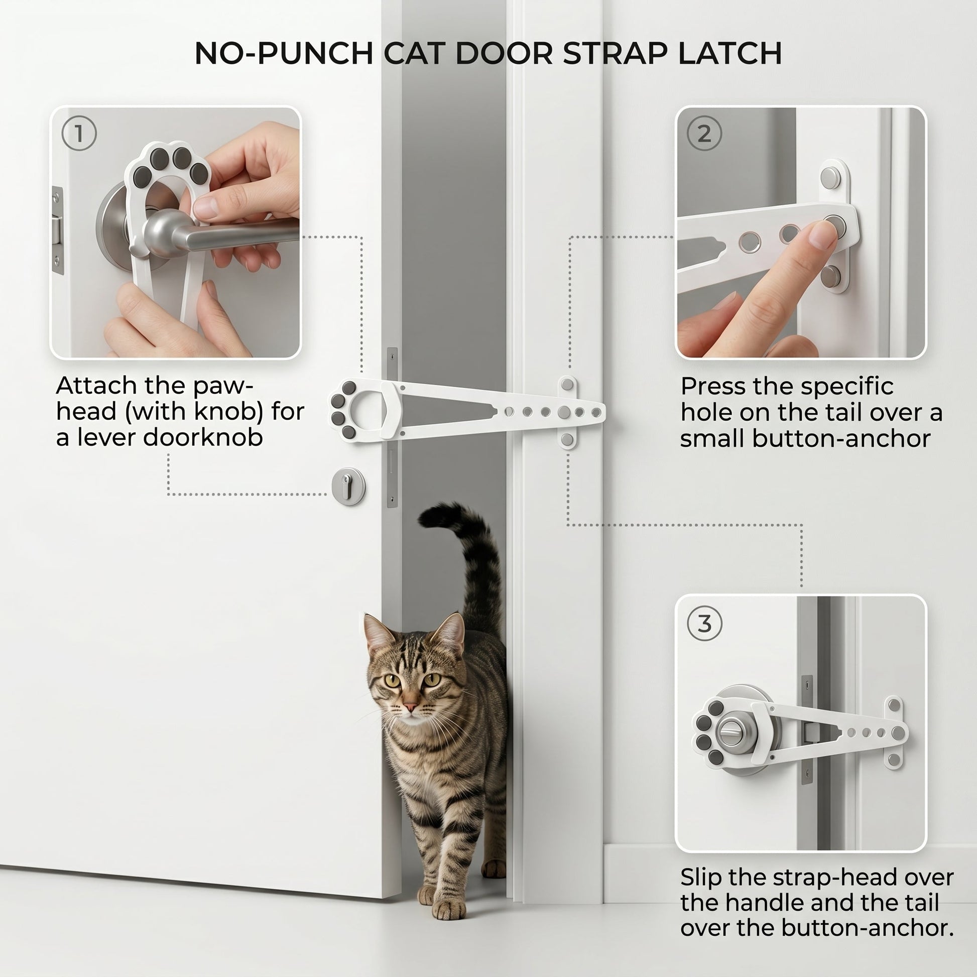 Minimalist No-Punch Pet Door Latch