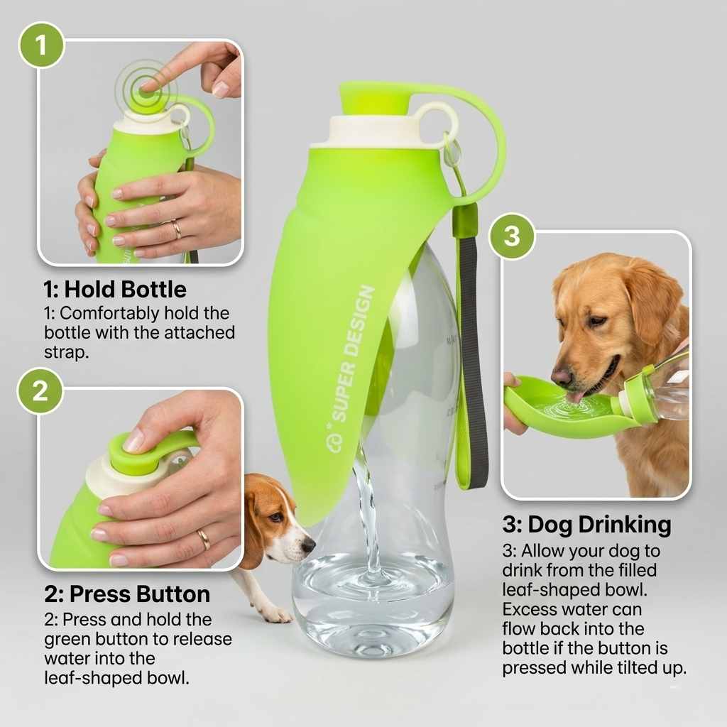 Portable Pet Water Bottle One-Hand Design