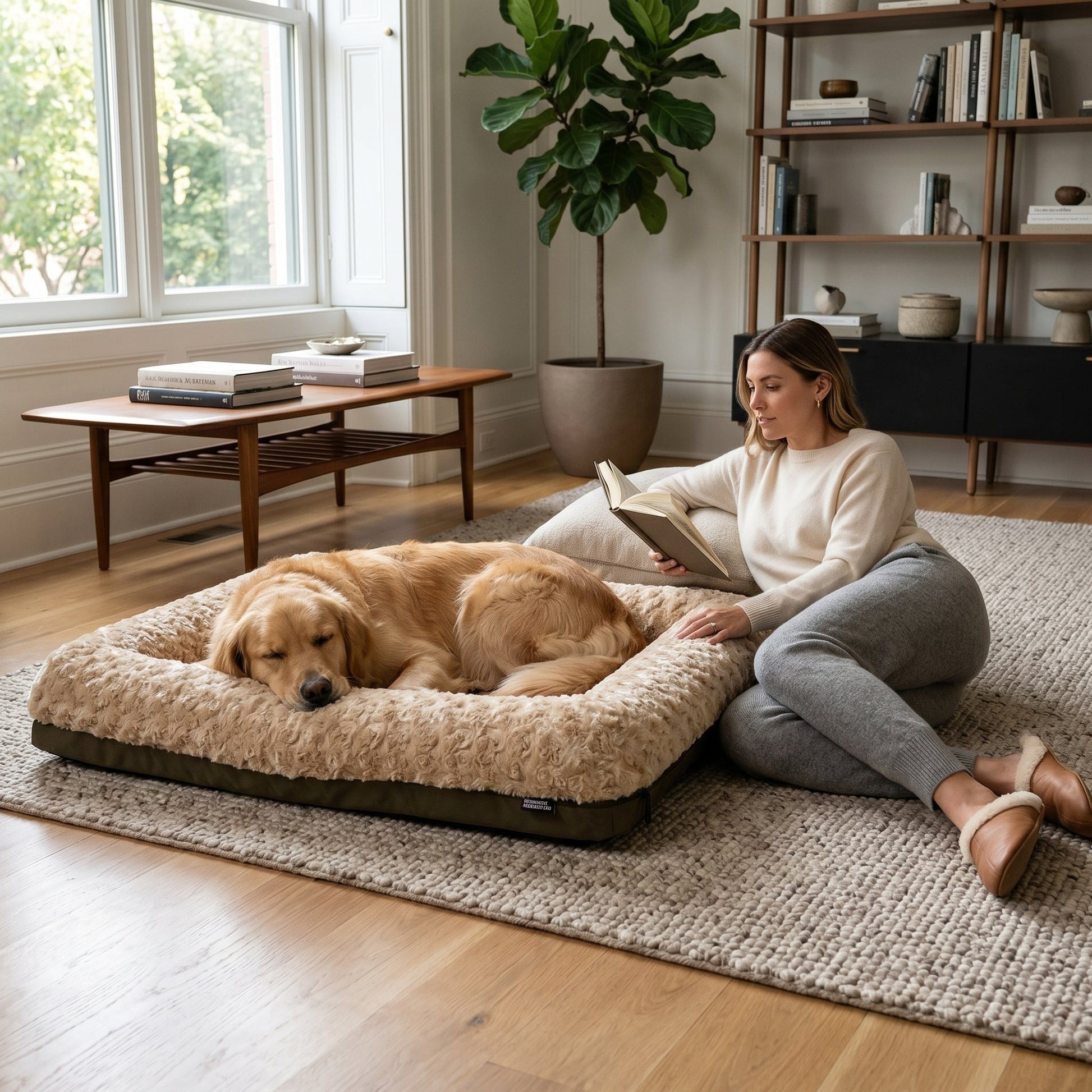 Rectangle Bolstered Dog Bed With Nest-Like Design
