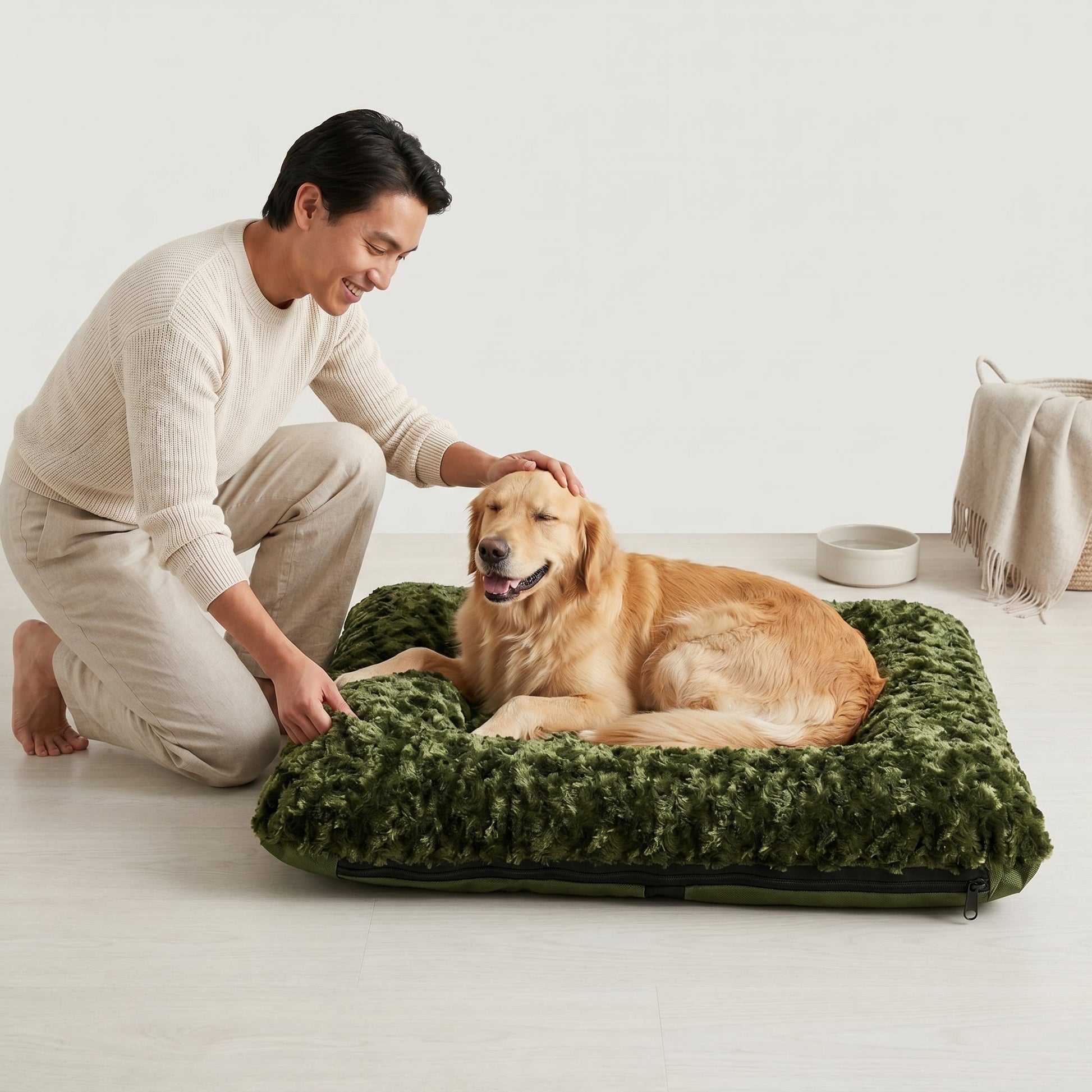 Rectangle Bolstered Dog Bed With Nest-Like Design