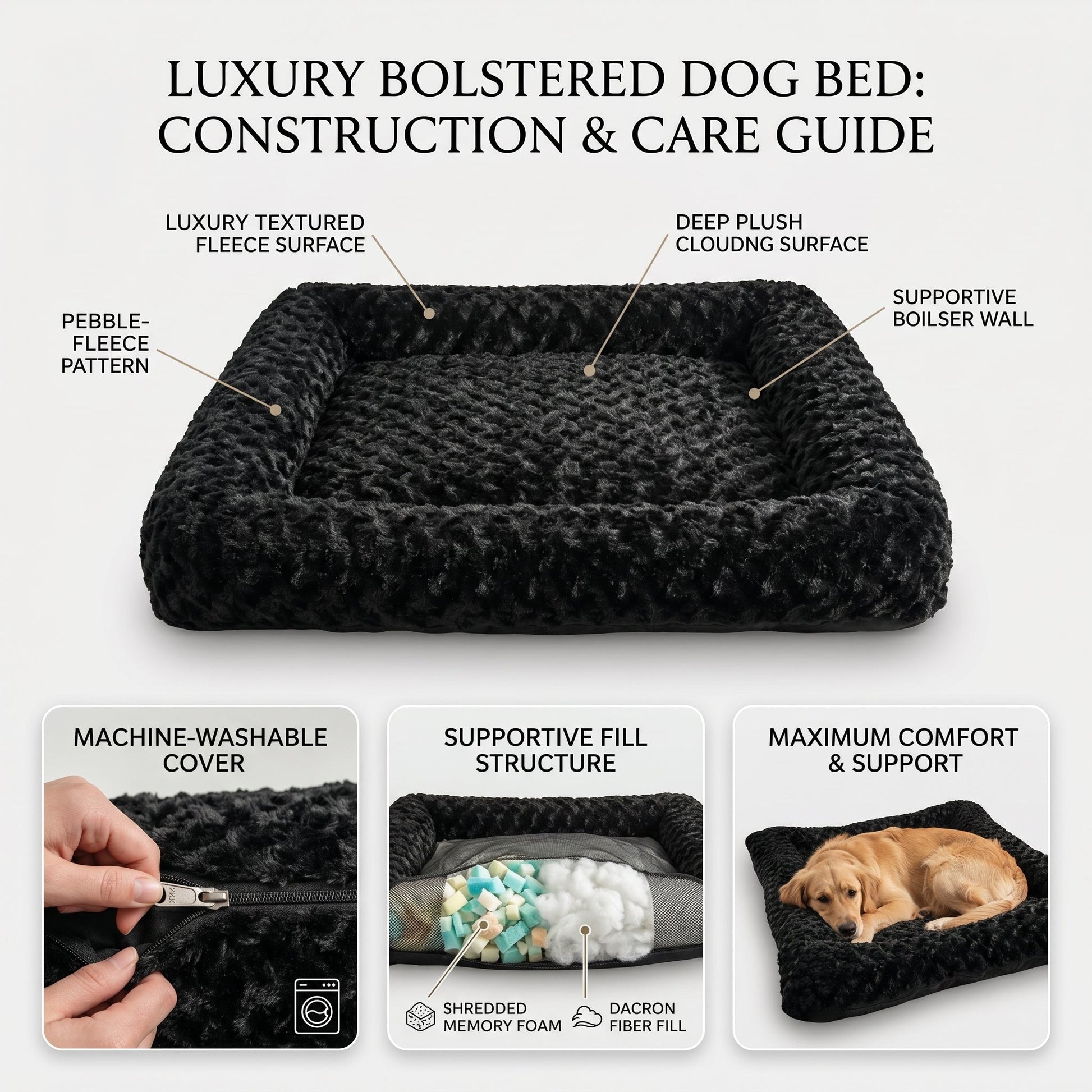 Rectangle Bolstered Dog Bed With Nest-Like Design