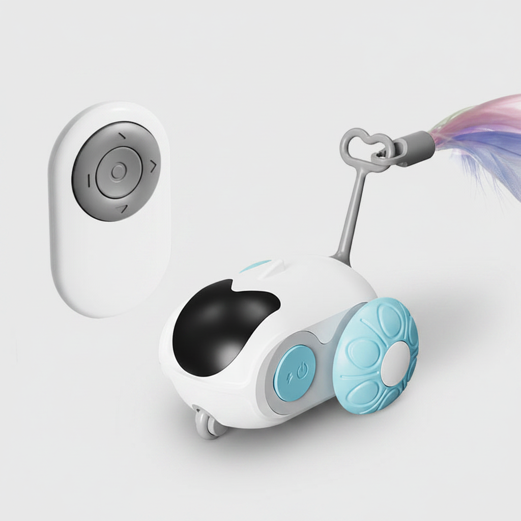 Robotic Cat Toy With Feather Wand
