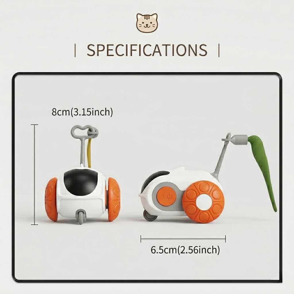 Robotic Cat Toy With Feather Wand