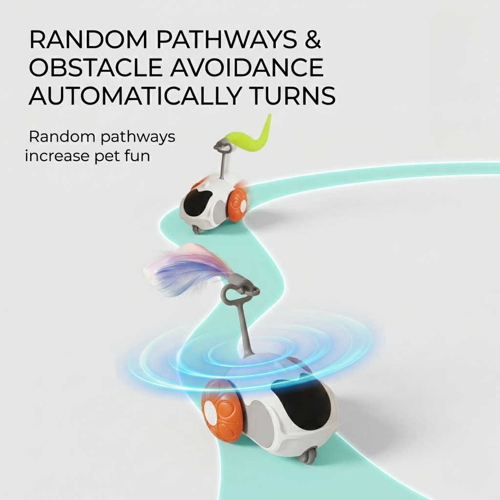 Robotic Cat Toy With Feather Wand