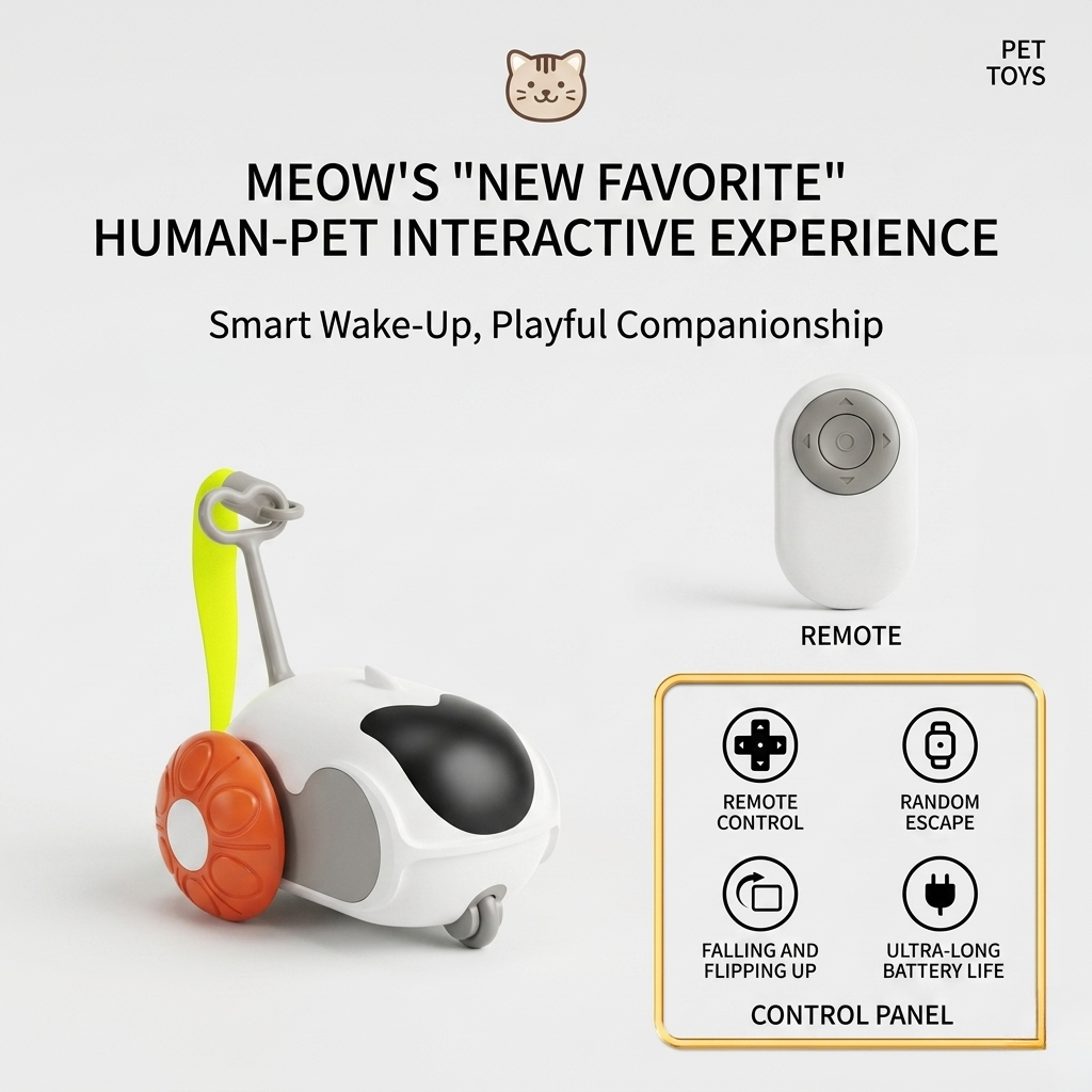 Robotic Cat Toy With Feather Wand