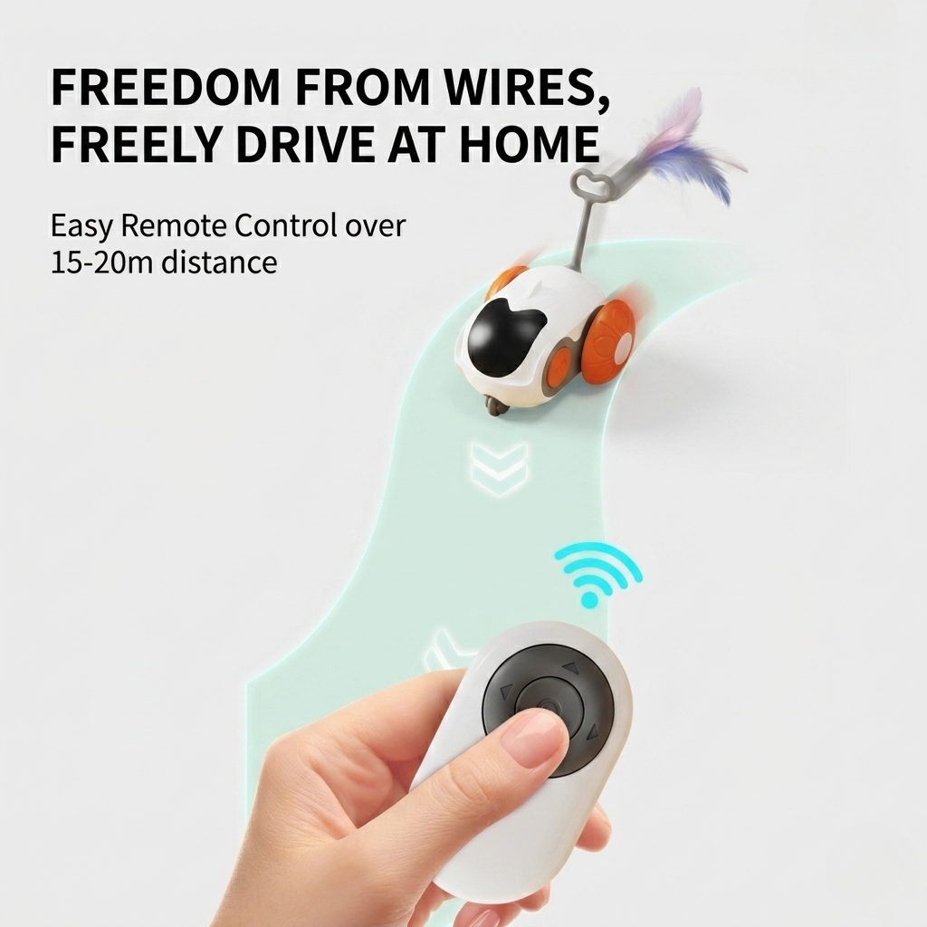 Robotic Cat Toy With Feather Wand