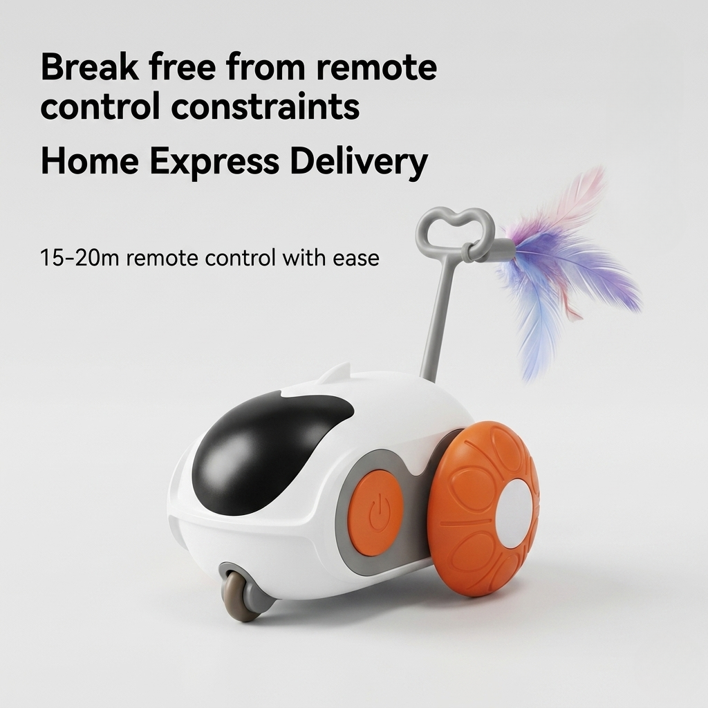 Robotic Cat Toy With Feather Wand