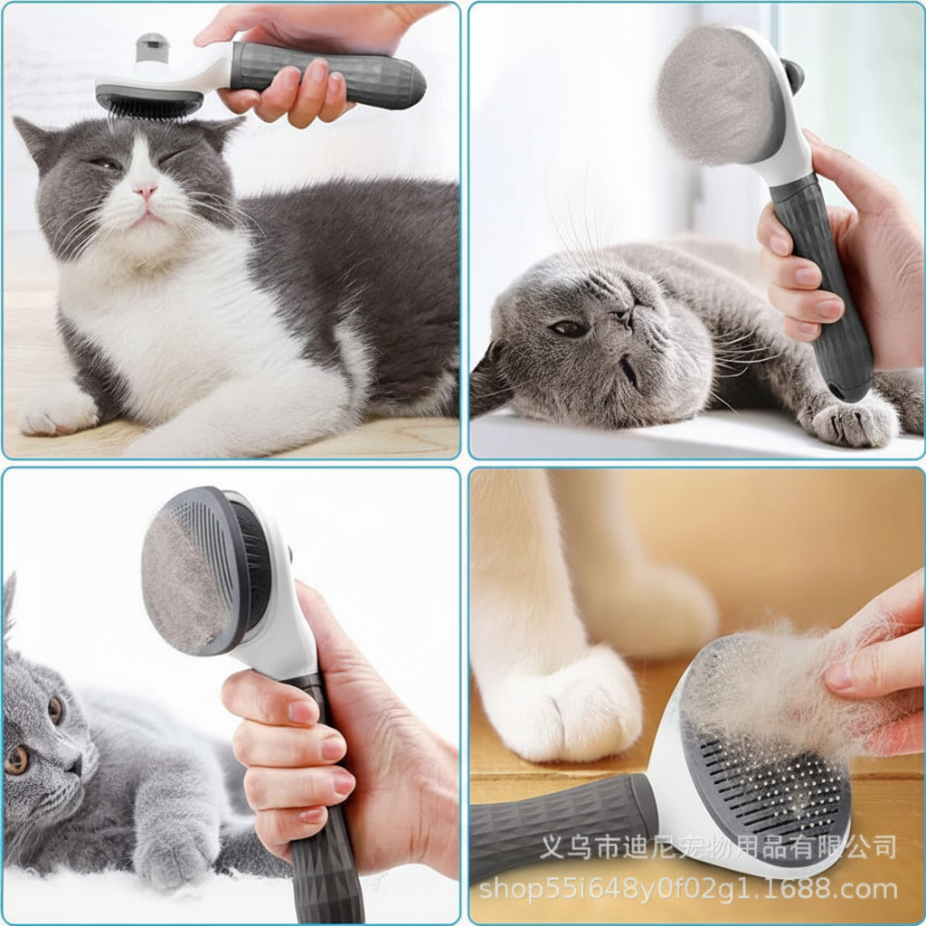 Slicker Brush With One-Button Retraction
