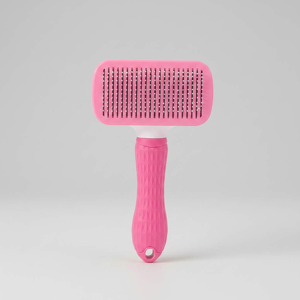 Slicker Brush With One-Button Retraction