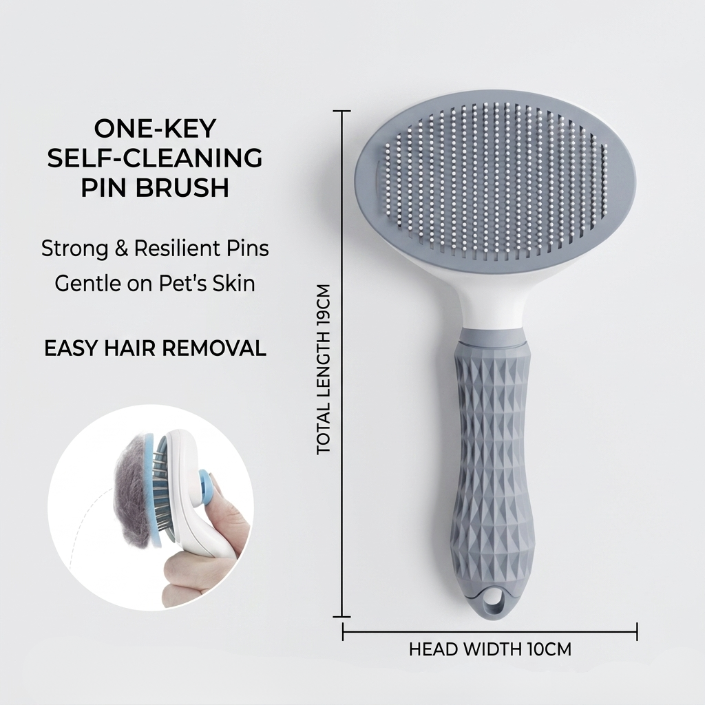 Slicker Brush With One-Button Retraction