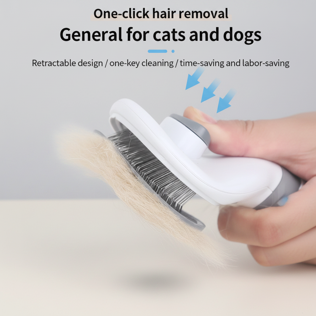 Slicker Brush With One-Button Retraction