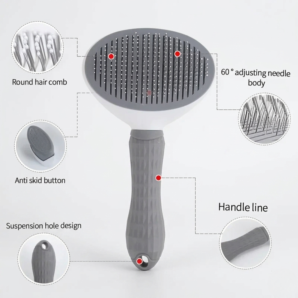 Slicker Brush With One-Button Retraction