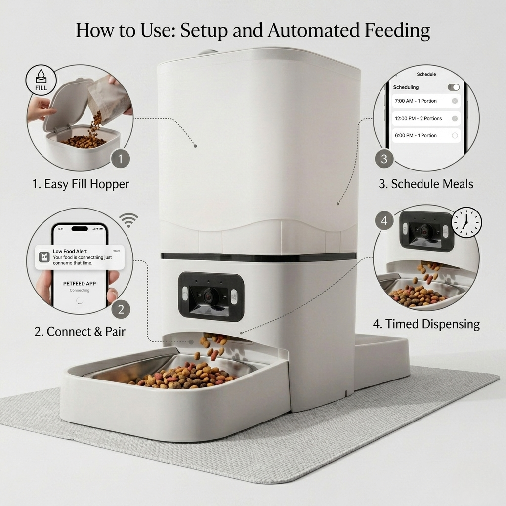 Smart Automatic Pet Feeder With Even Dispense