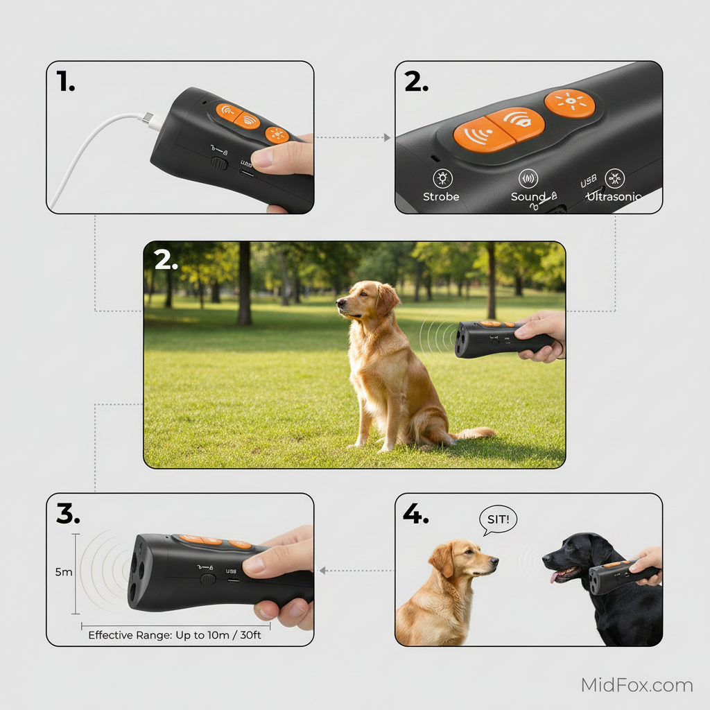 Ultrasonic 3-Head Dog Trainer
