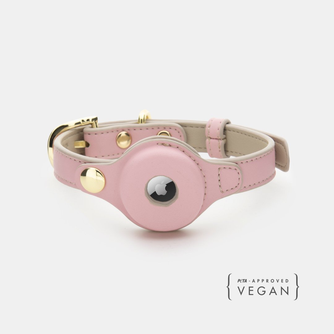 Vegan Leather Dog Collar AirTag Holder