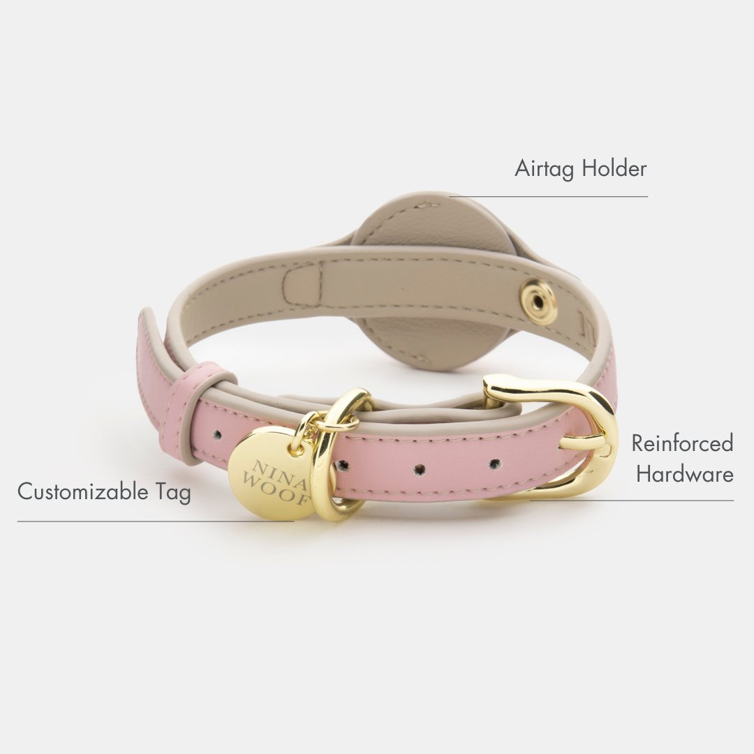 Vegan Leather Dog Collar AirTag Holder
