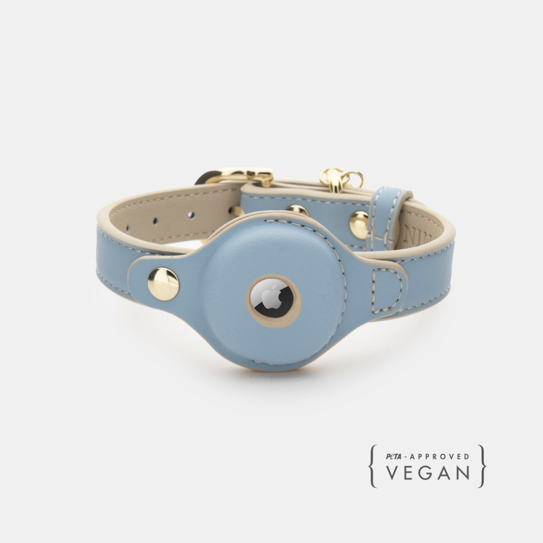 Vegan Leather Dog Collar AirTag Holder