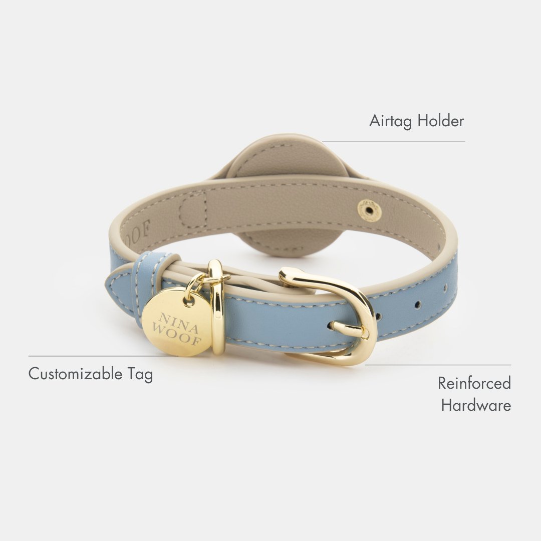 Vegan Leather Dog Collar AirTag Holder