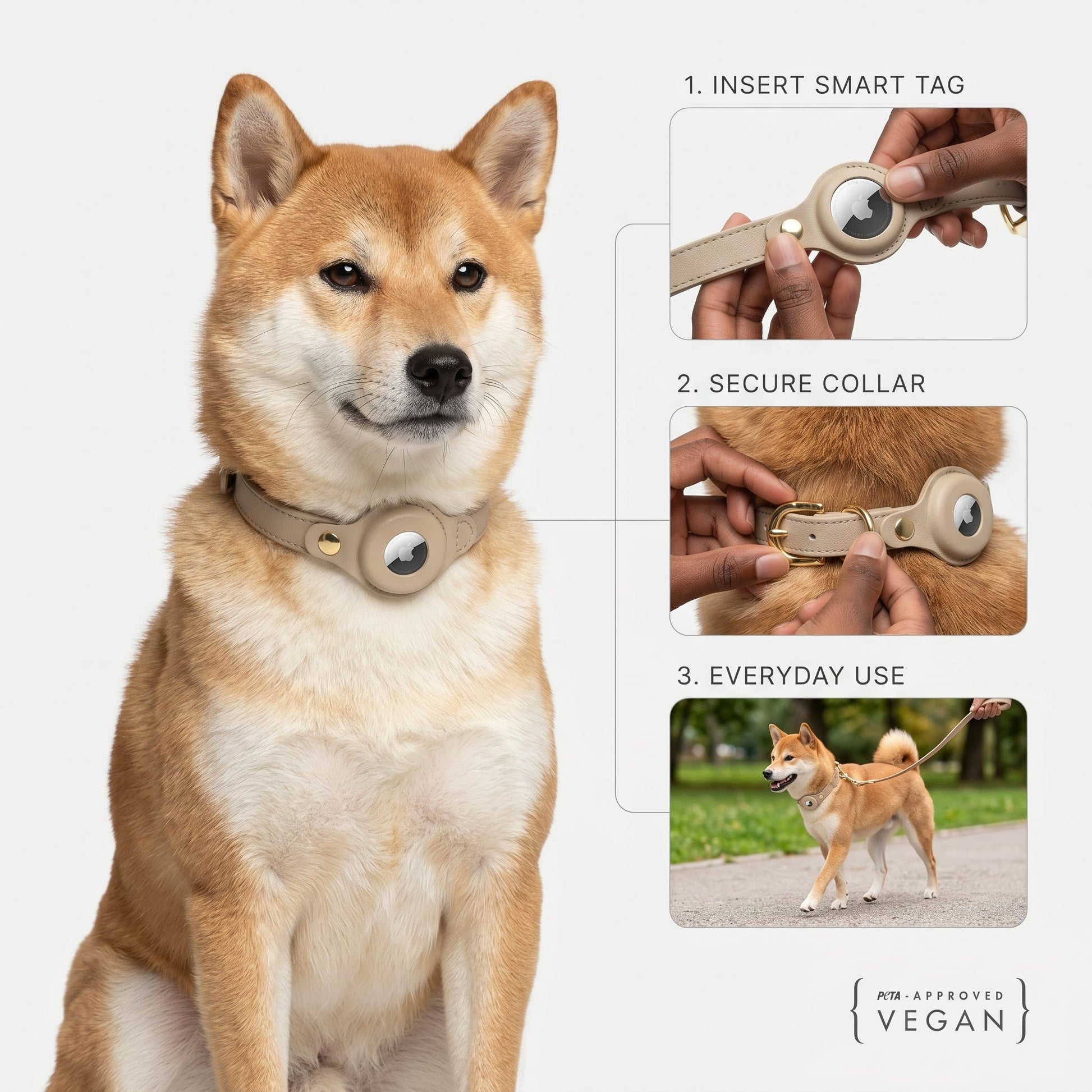 Vegan Leather Dog Collar AirTag Holder