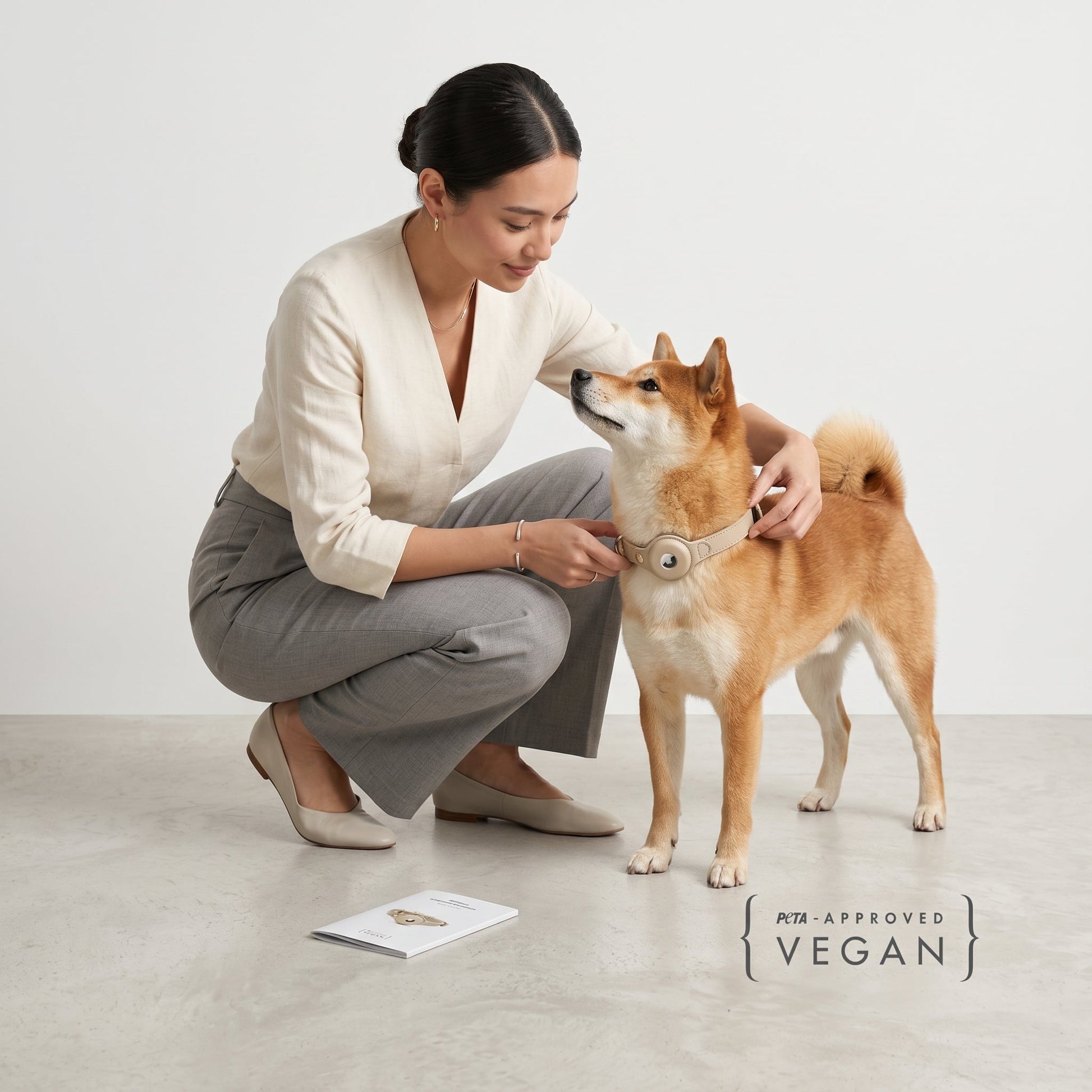 Vegan Leather Dog Collar AirTag Holder